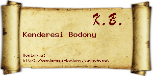 Kenderesi Bodony névjegykártya